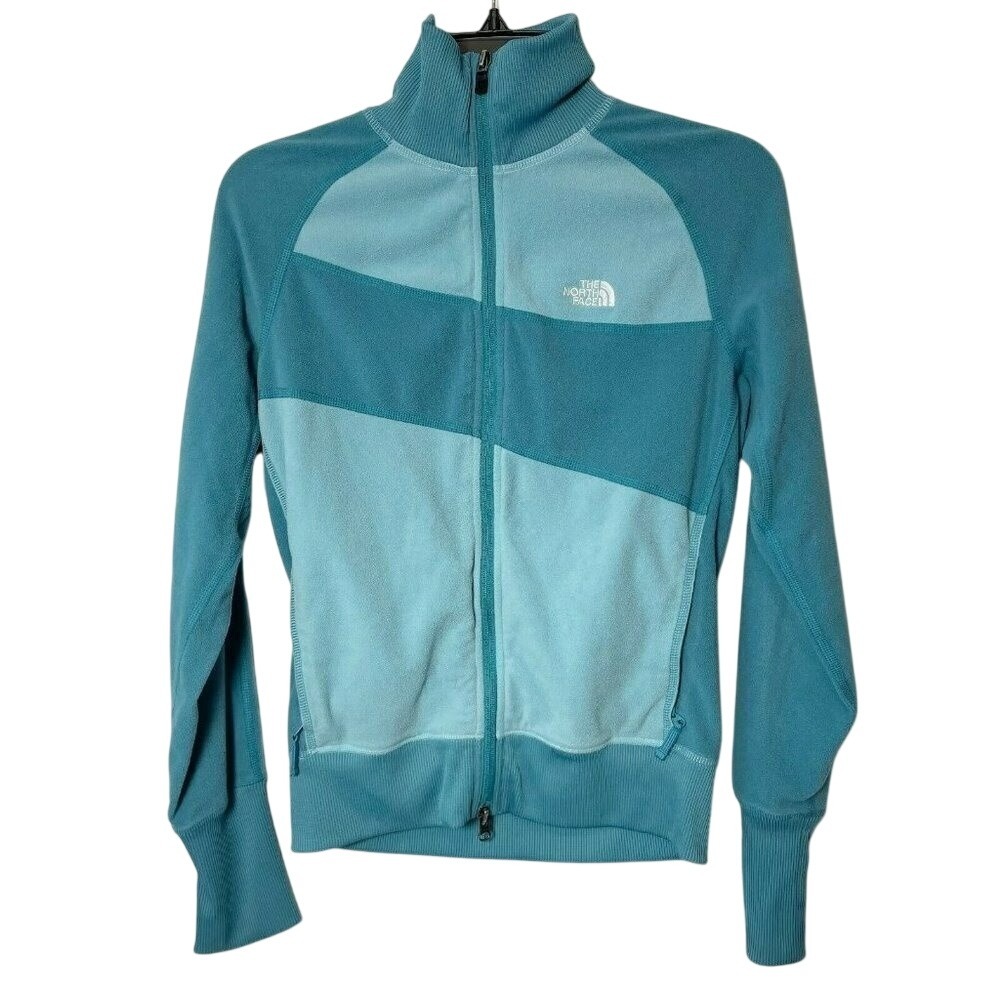 The North Face Jacket Fleece Long Sleeve Full Zip Womens M Blue Ribbed‎ Collar